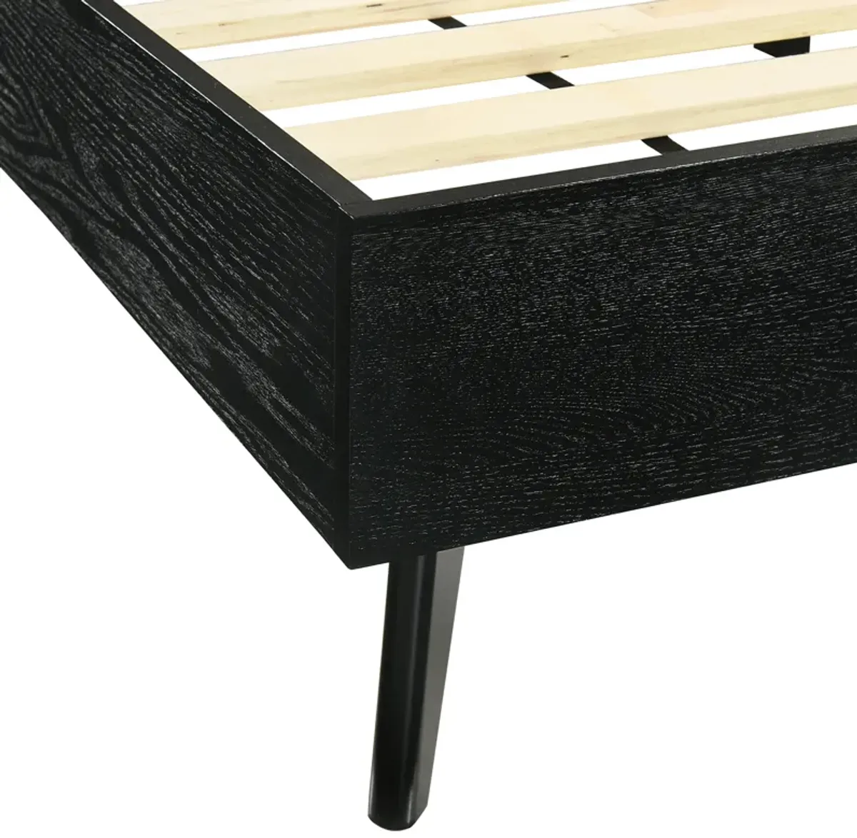 Petra King Platform Wood Bed Frame in Black Finish