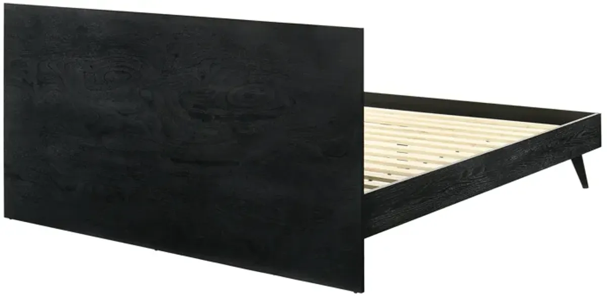 Petra King Platform Wood Bed Frame in Black Finish