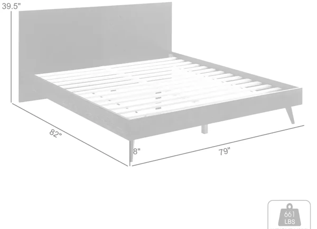 Petra King Platform Wood Bed Frame in Black Finish