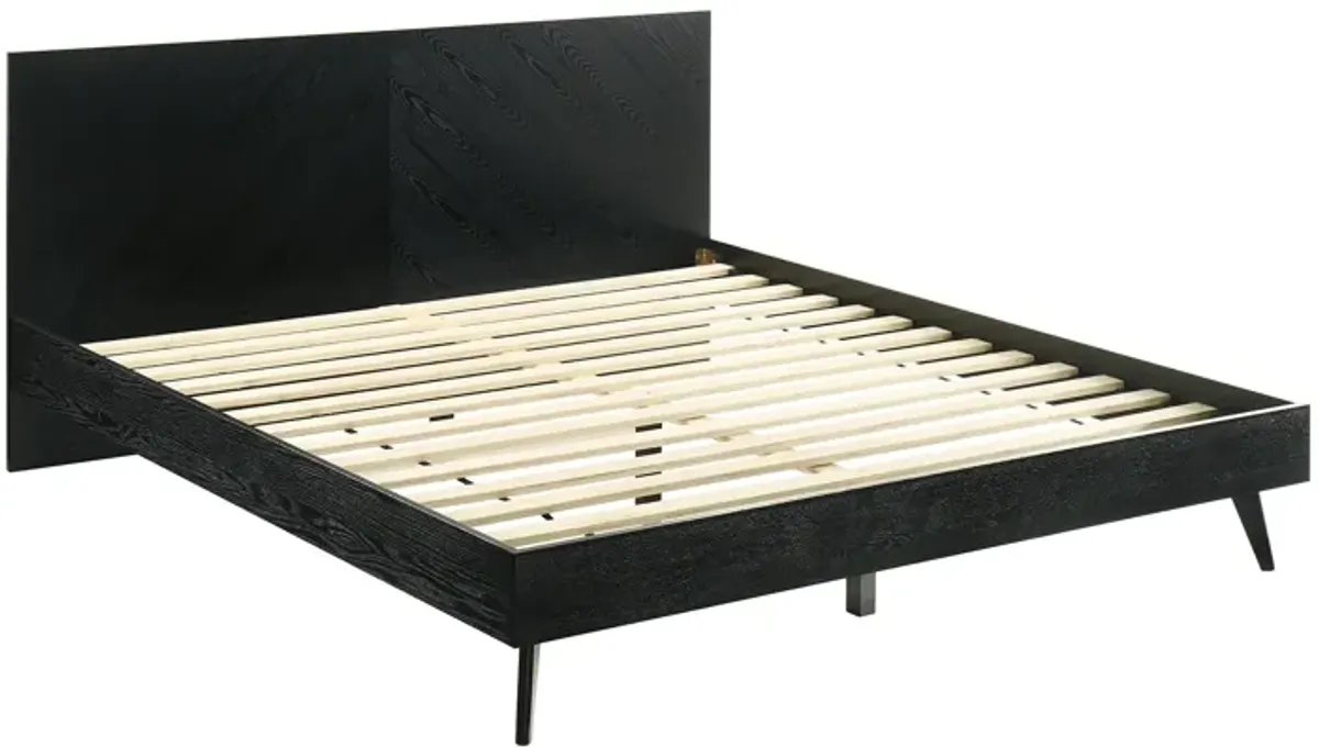 Petra King Platform Wood Bed Frame in Black Finish