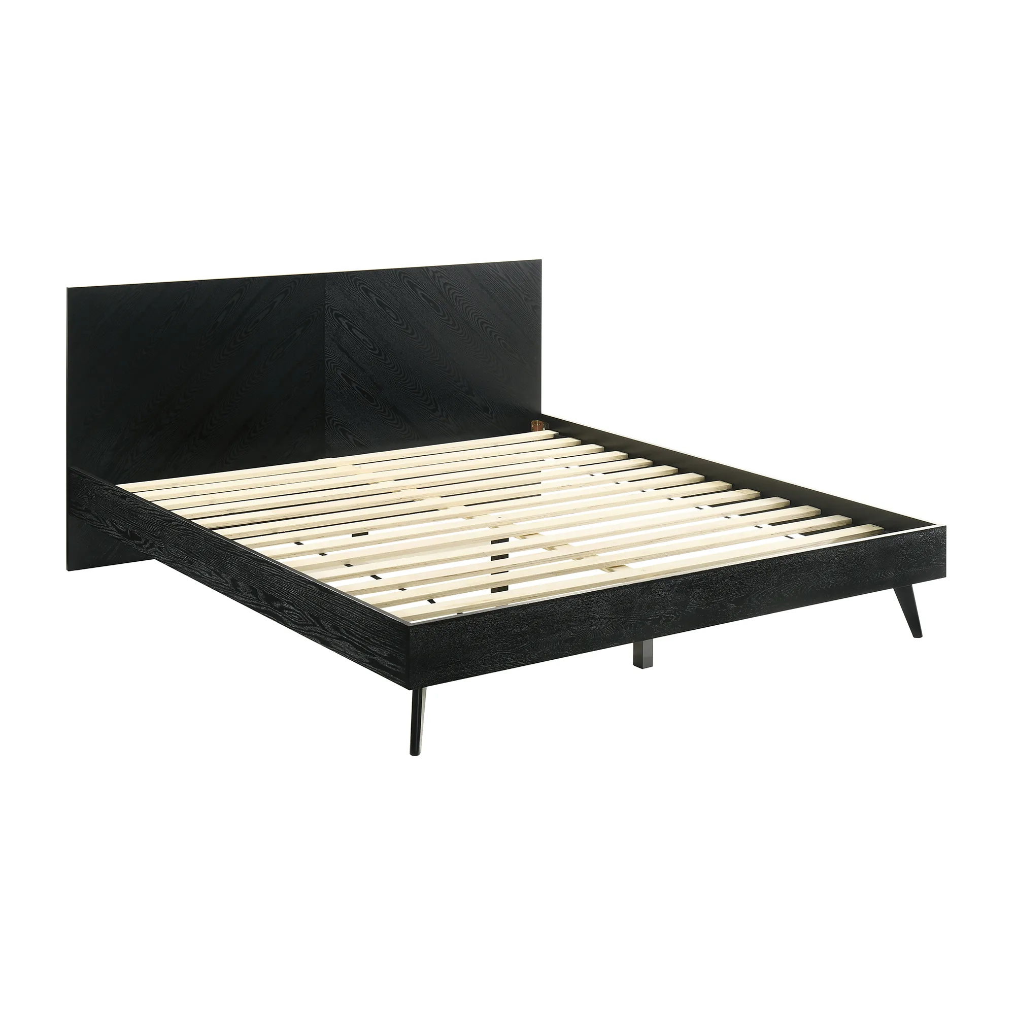 Petra King Platform Wood Bed Frame in Black Finish