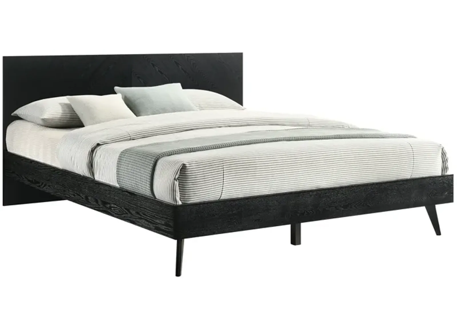 Petra King Platform Wood Bed Frame in Black Finish