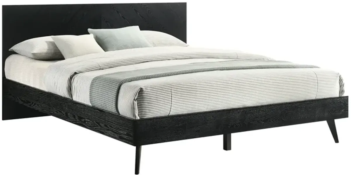 Petra King Platform Wood Bed Frame in Black Finish