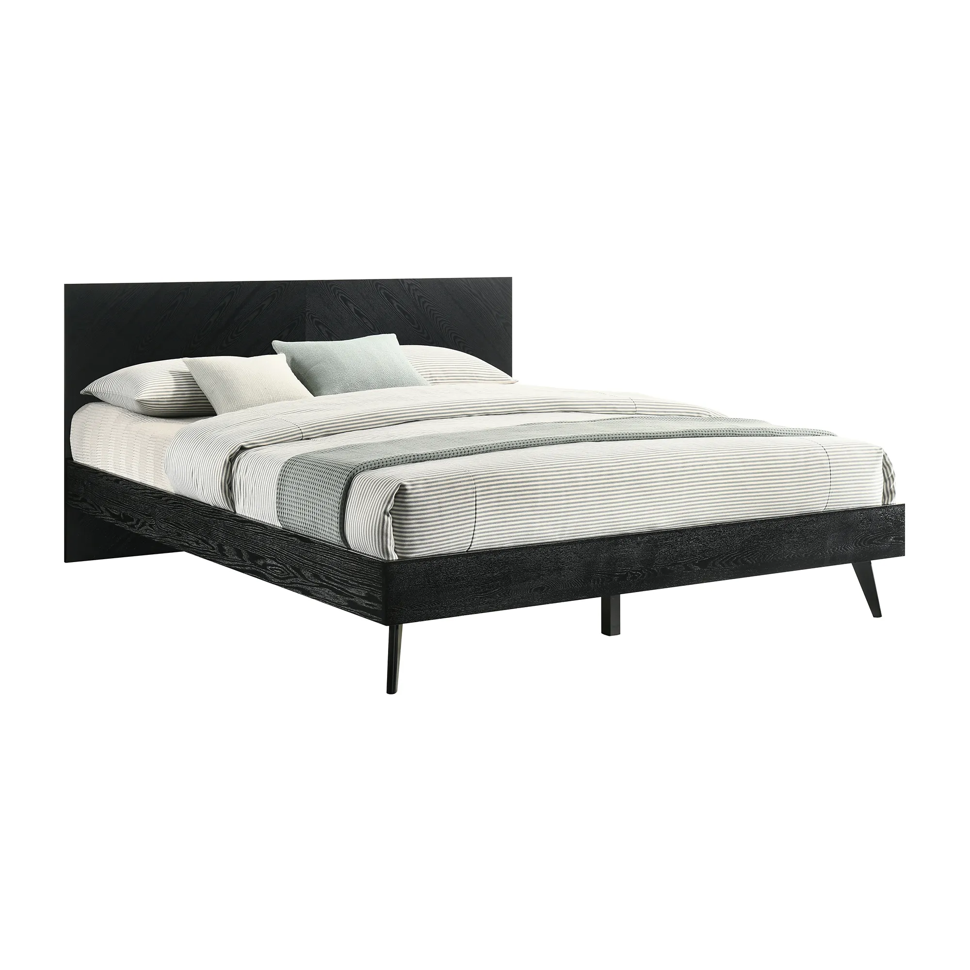 Petra King Platform Wood Bed Frame in Black Finish