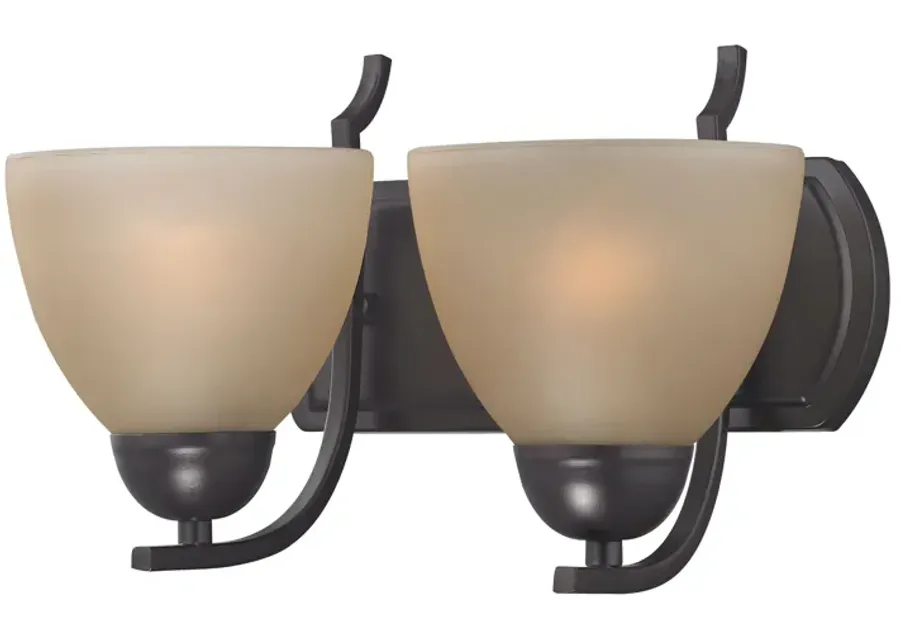 Kingston 2-Light Vanity Light in Oil Rubbed Bronze with Cafe Tint Glass