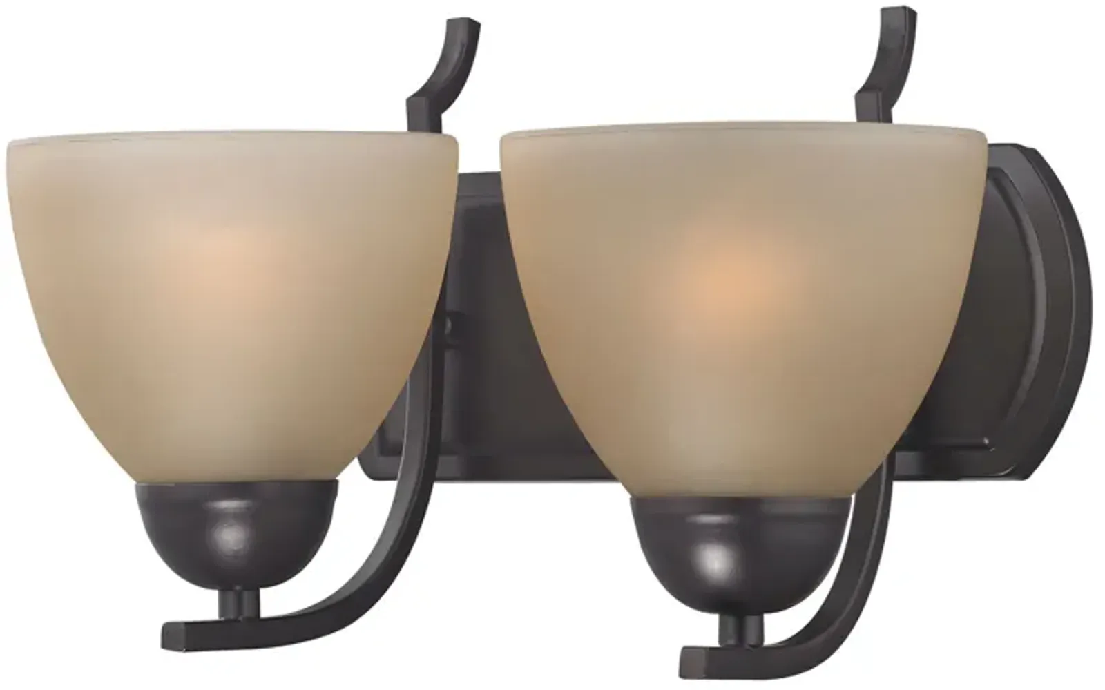 Kingston 2-Light Vanity Light in Oil Rubbed Bronze with Cafe Tint Glass