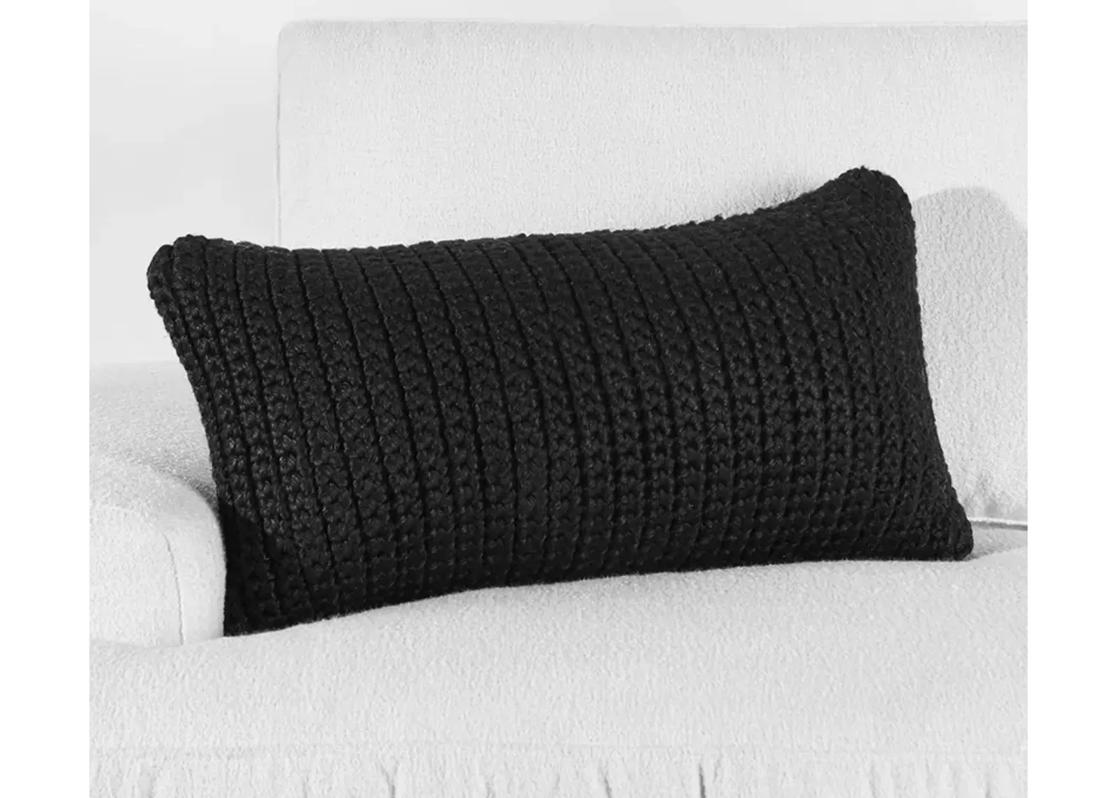 Prism 14"x26" Performance Outdoor Throw Pillow, Black