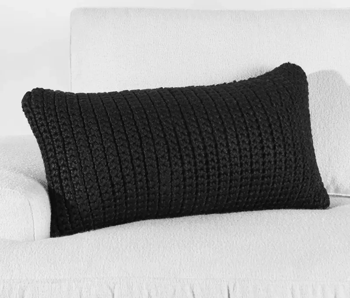 Prism 14"x26" Performance Outdoor Throw Pillow, Black