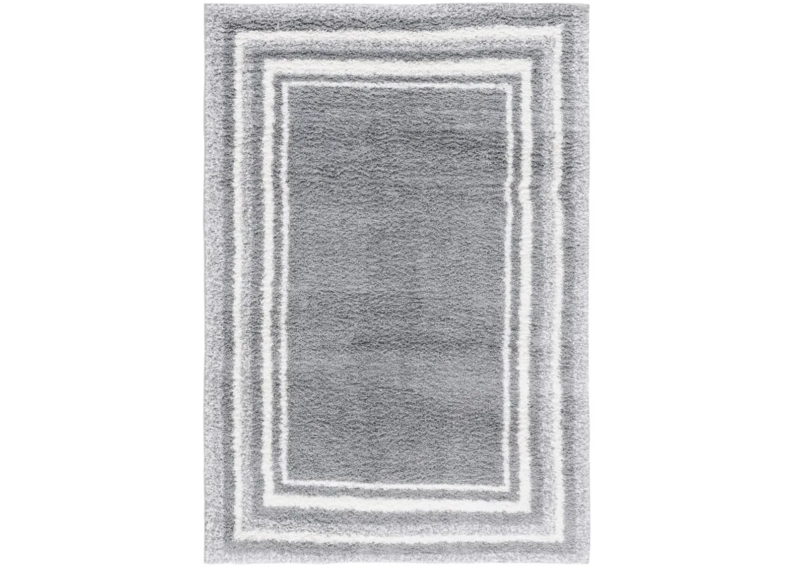 BORDER & STRIPE SHAG 251 Grey 9' X 12' Large Rectangle Rug