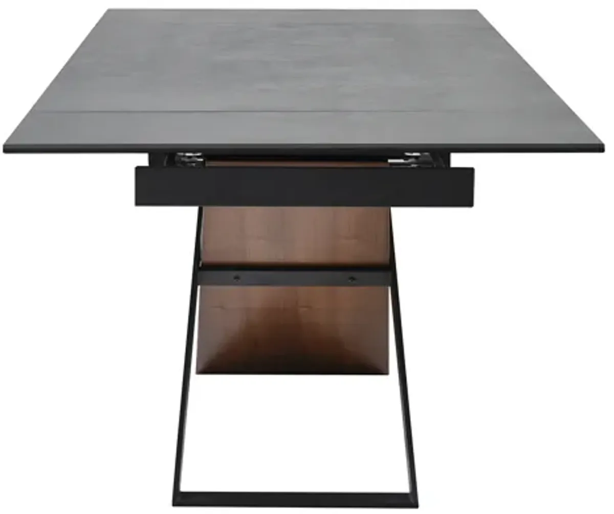 Milena Extendable Dining Table in Stone and Wood