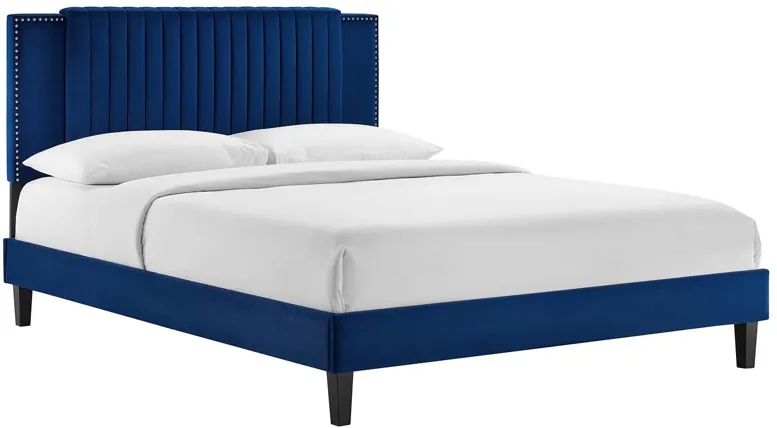 Zahra Channel Tufted Performance Velvet Twin Platform Bed