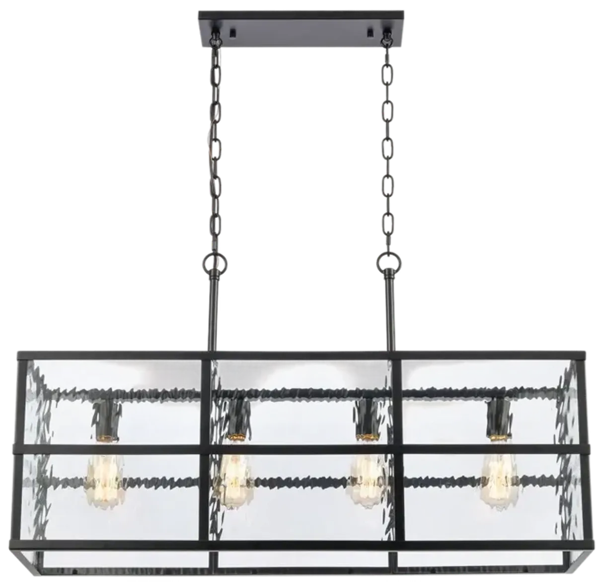 Solace 34" Wide 4-Light Linear Chandelier - Matte Black