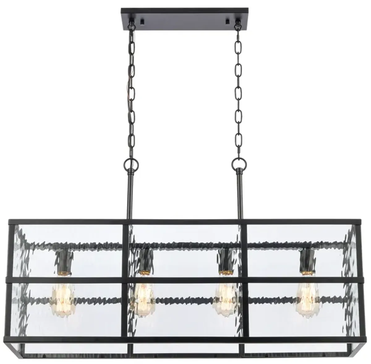 Solace 34" Wide 4-Light Linear Chandelier - Matte Black