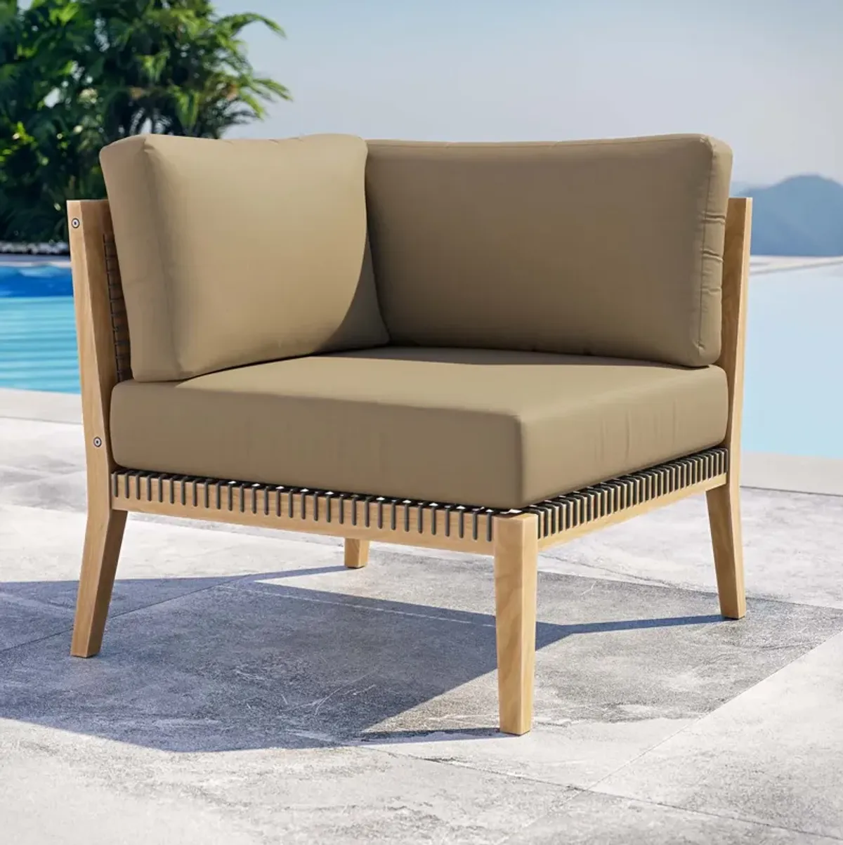 Clearwater Outdoor Patio Teak Wood Corner Chair