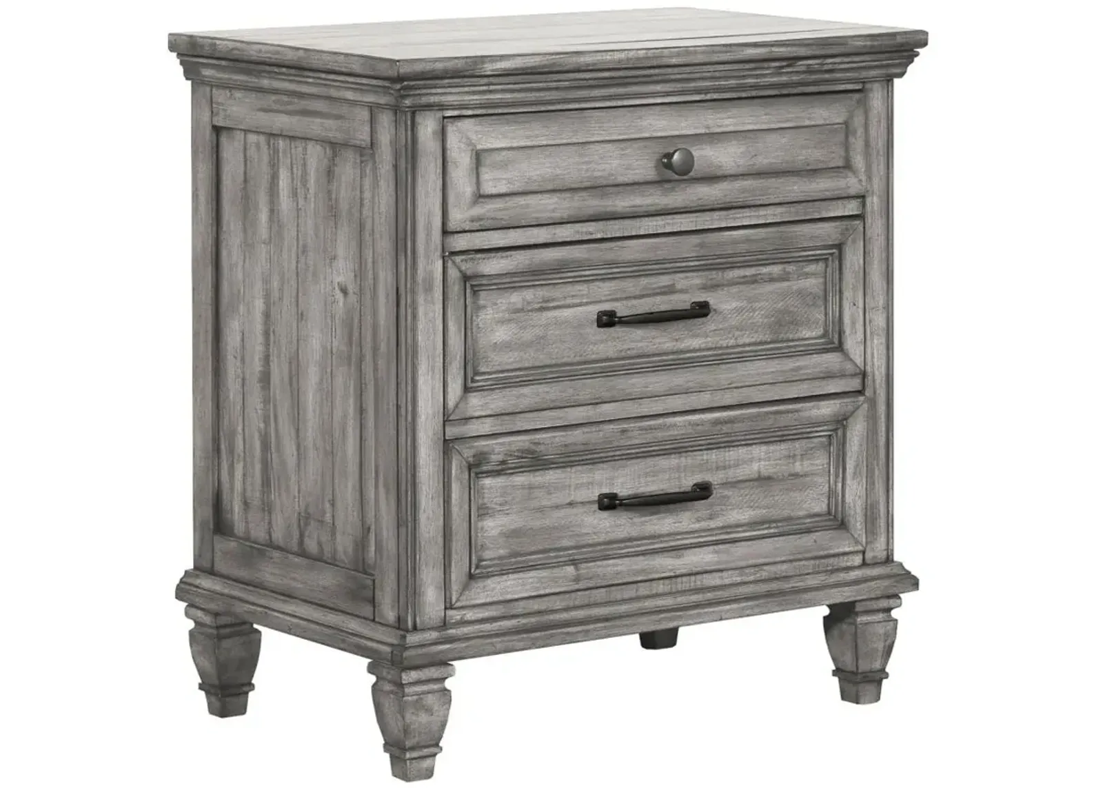 Avenue 3-drawer Rectangular Nightstand with Dual USB Ports Grey