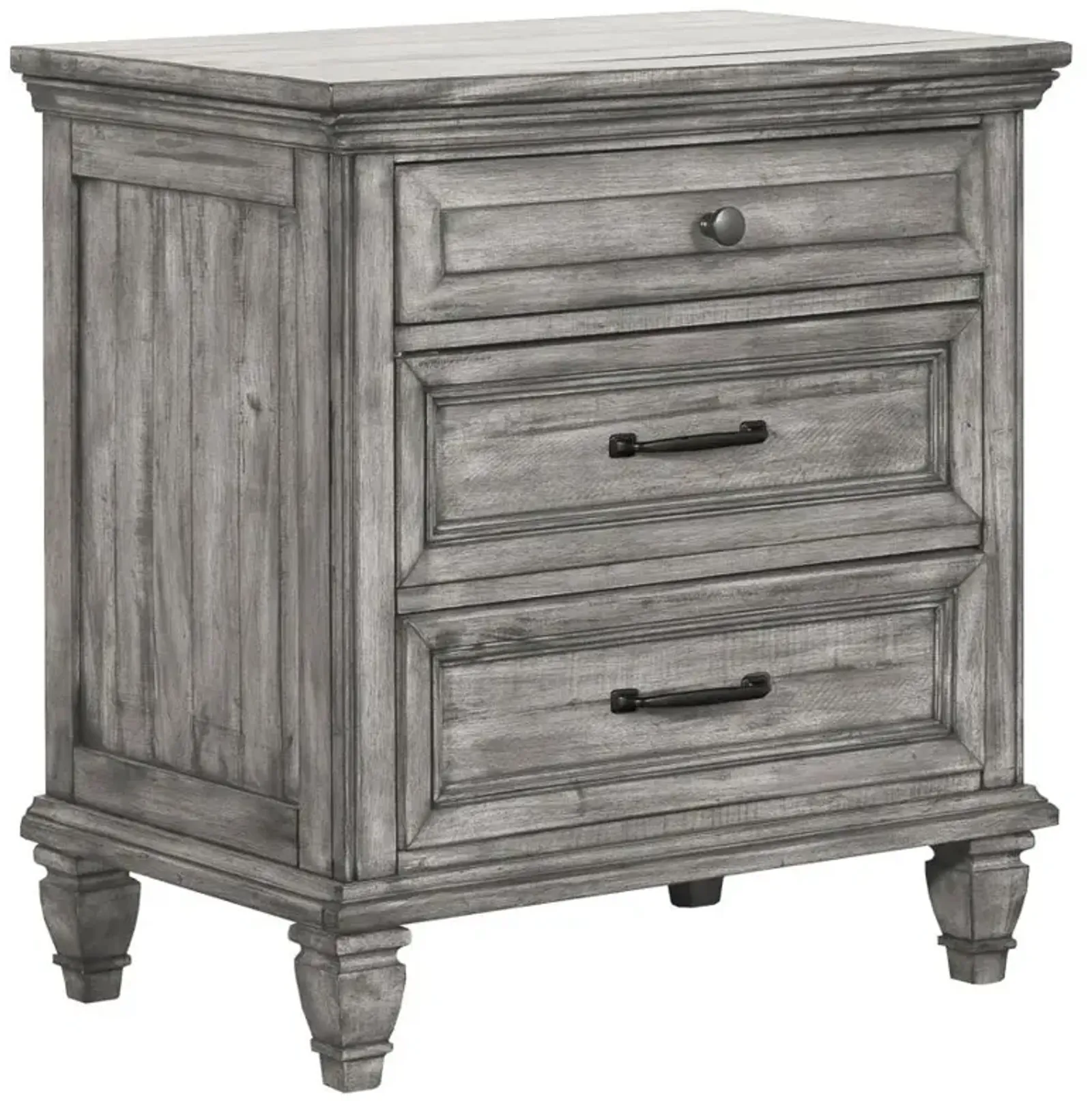 Avenue 3-drawer Rectangular Nightstand with Dual USB Ports Grey