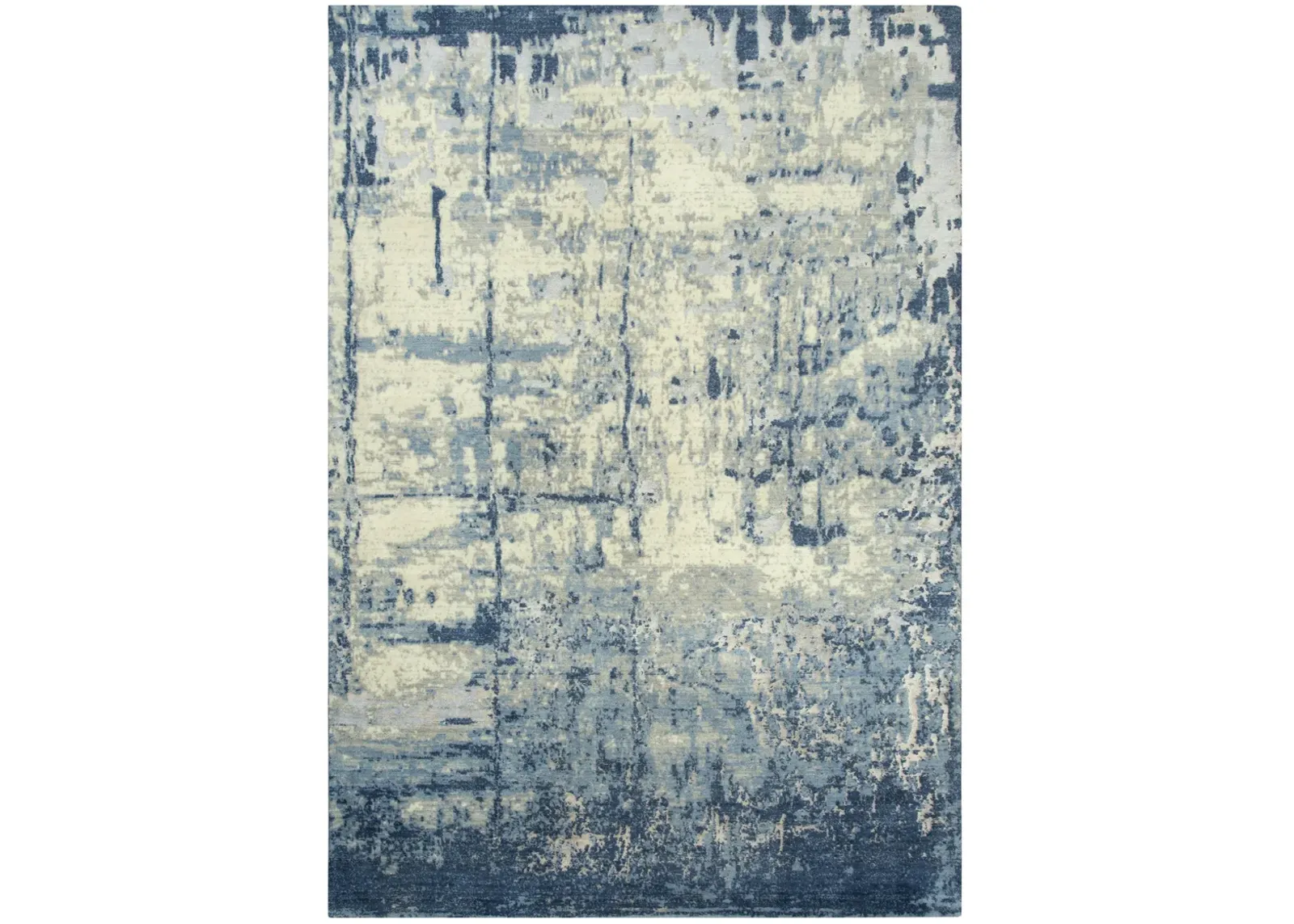 Impressions Blue Abstract NZ Wool/Tencel Blend 10' x 13' Rectangle Rug