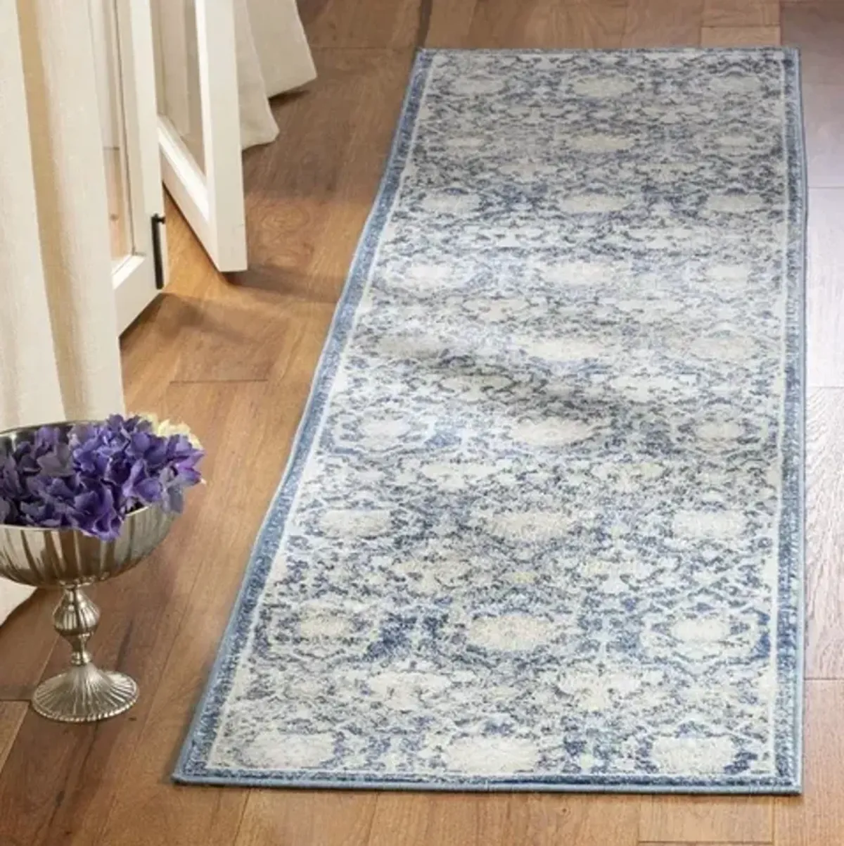 Brentwood 896 Navy / Creme 2' X 22' Runner Powerloomed Rug