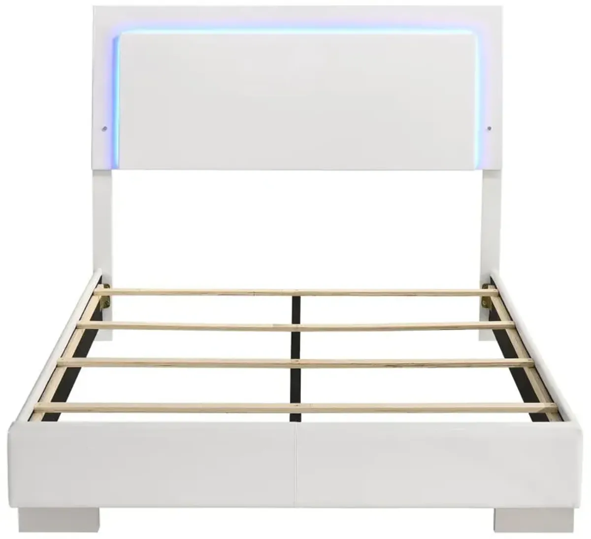 Felicity Full Panel Bed with LED Lighting Glossy White