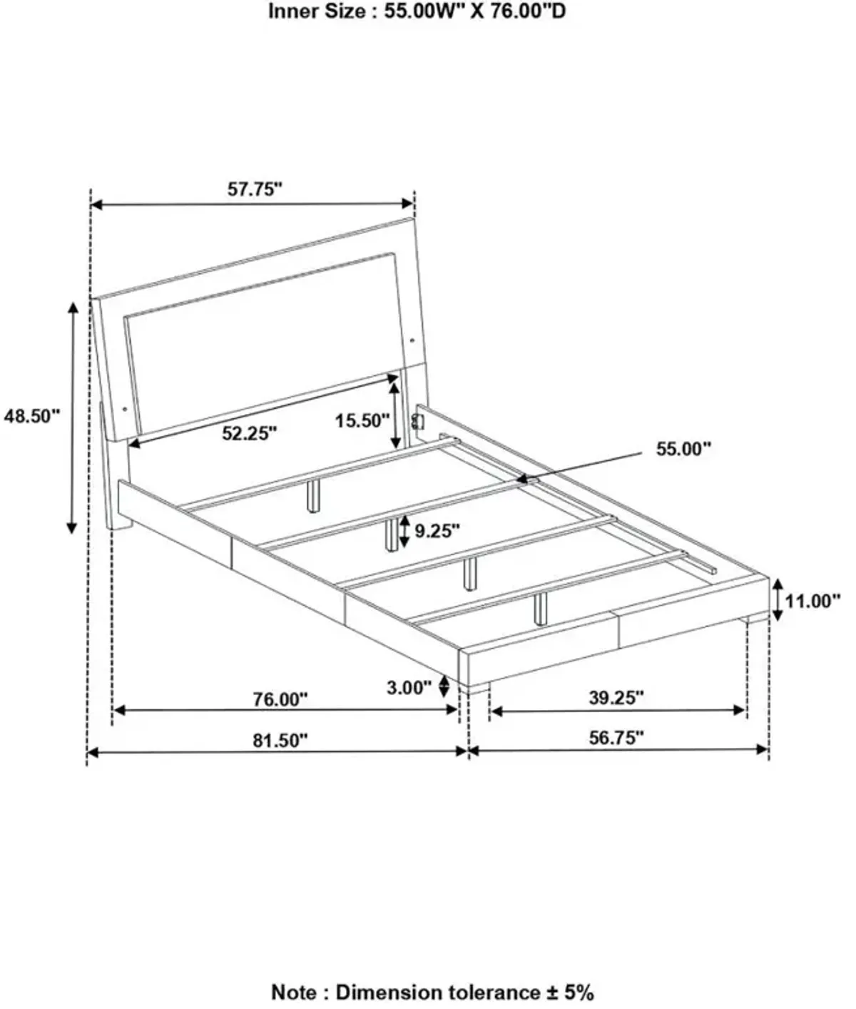 Felicity Full Panel Bed with LED Lighting Glossy White