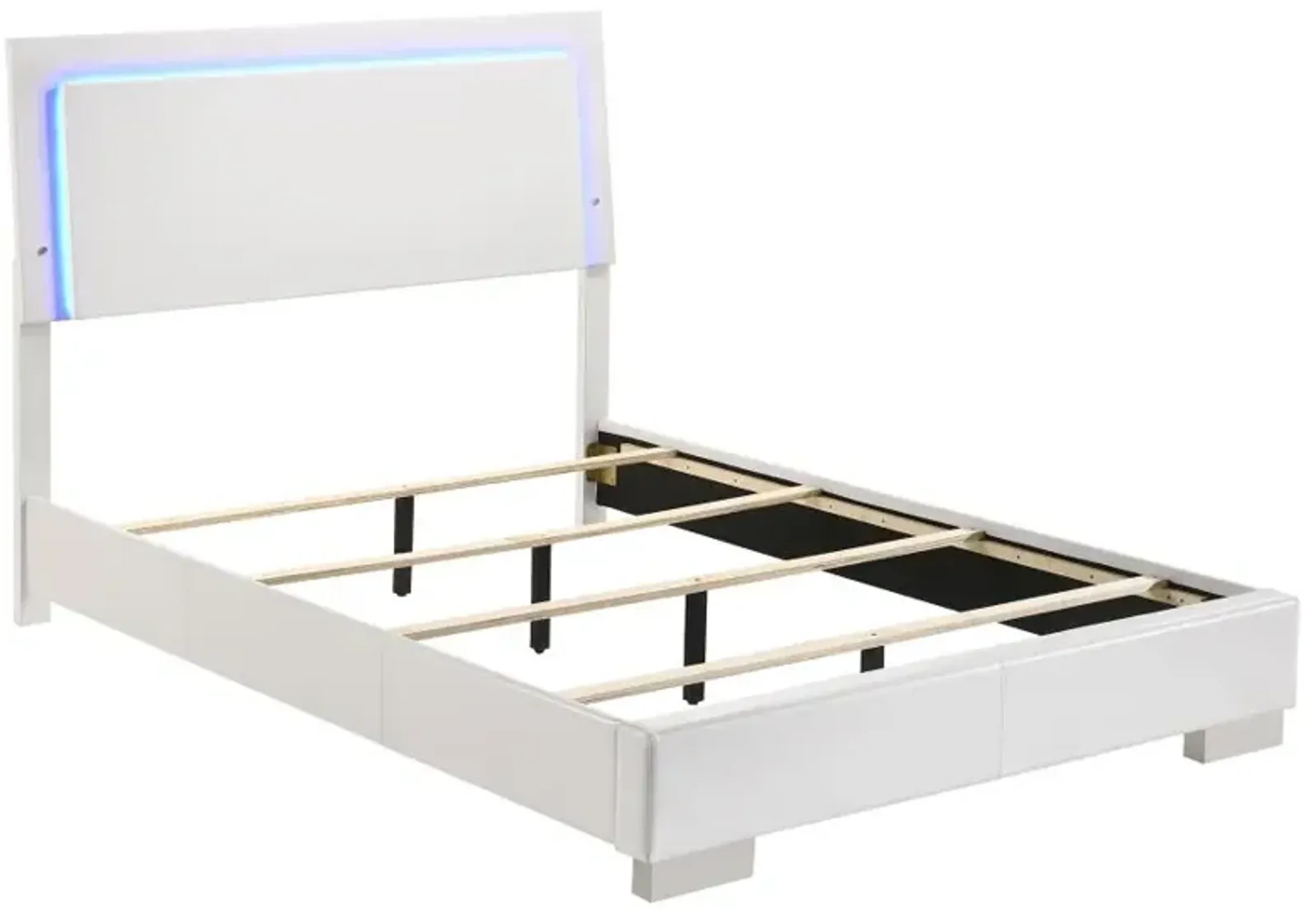 Felicity Full Panel Bed with LED Lighting Glossy White