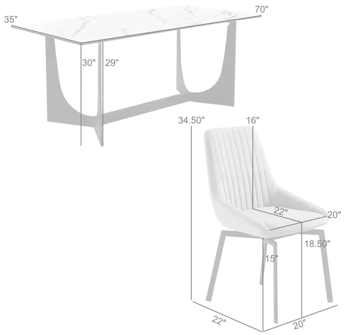 Esme Susie 5 Piece Dining Set with Gray Fabric Chairs