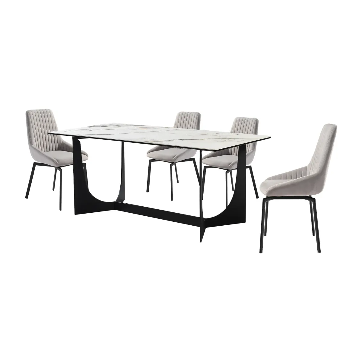 Esme Susie 5 Piece Dining Set with Gray Fabric Chairs