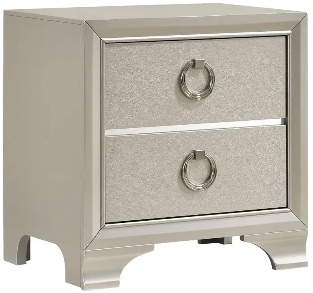 Salford 2-drawer Nightstand Metallic Sterling