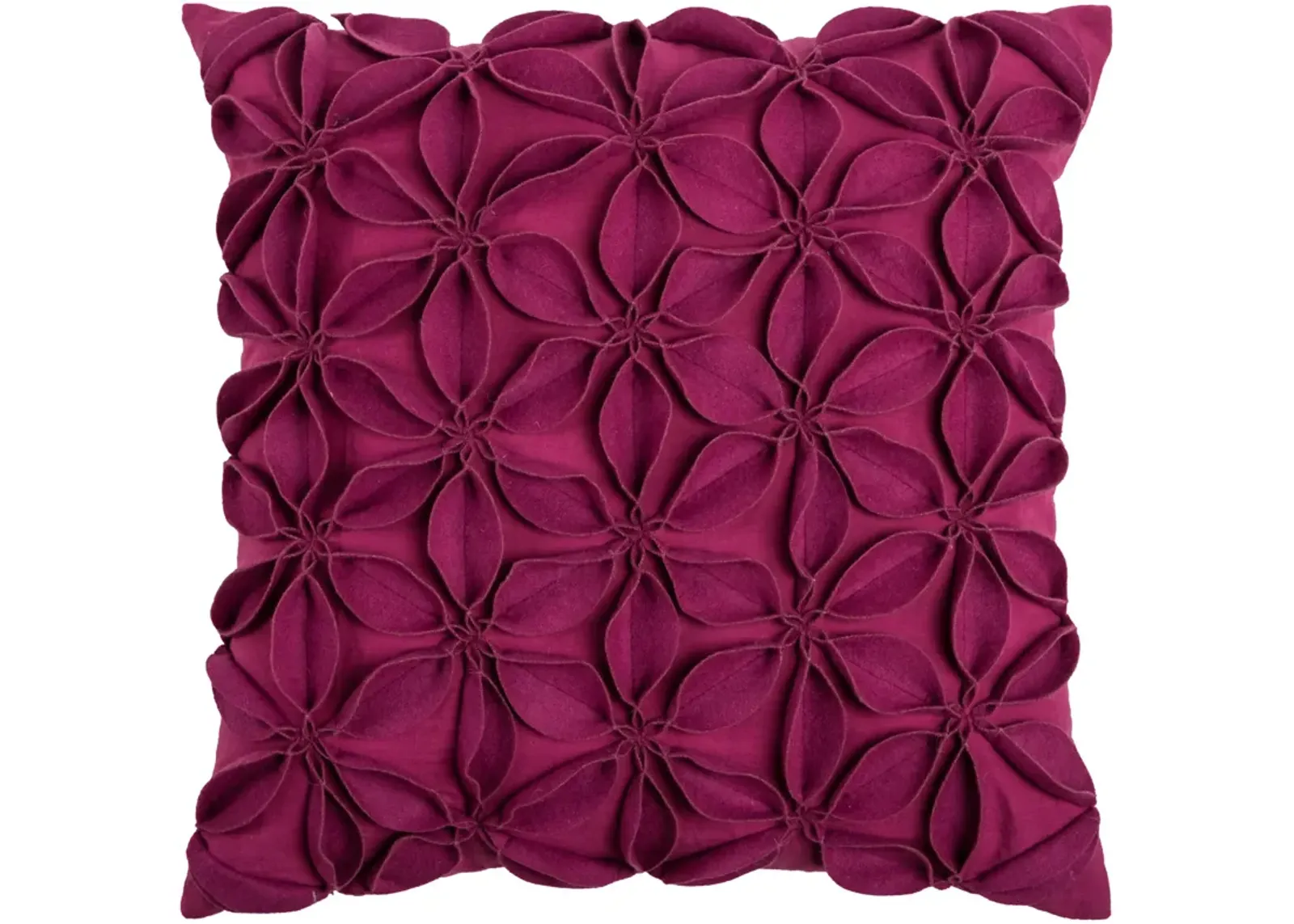 Solid Botanical Petals Magenta Pillow