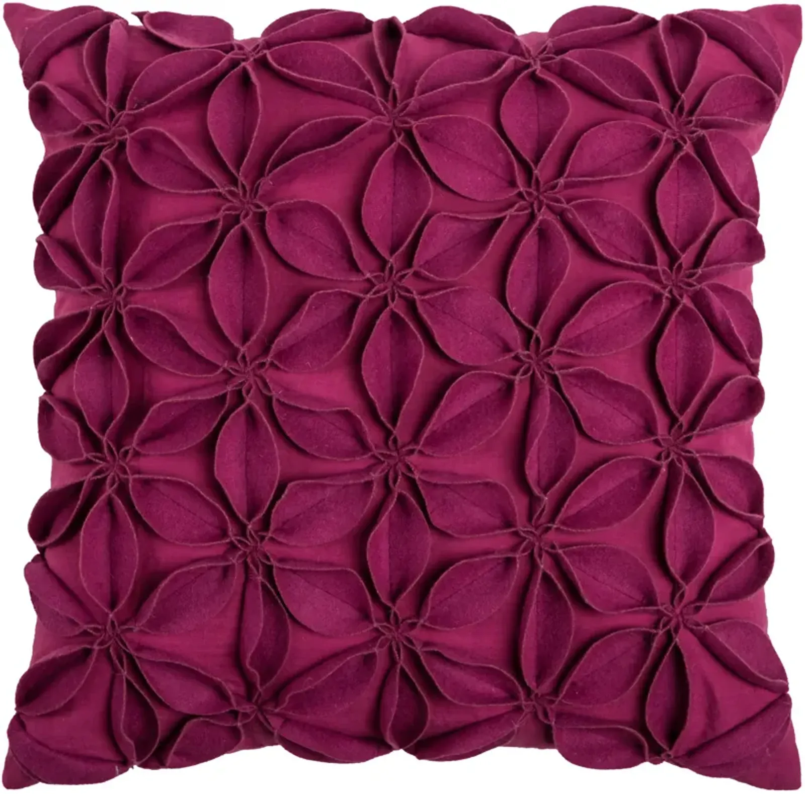 Solid Botanical Petals Magenta Pillow