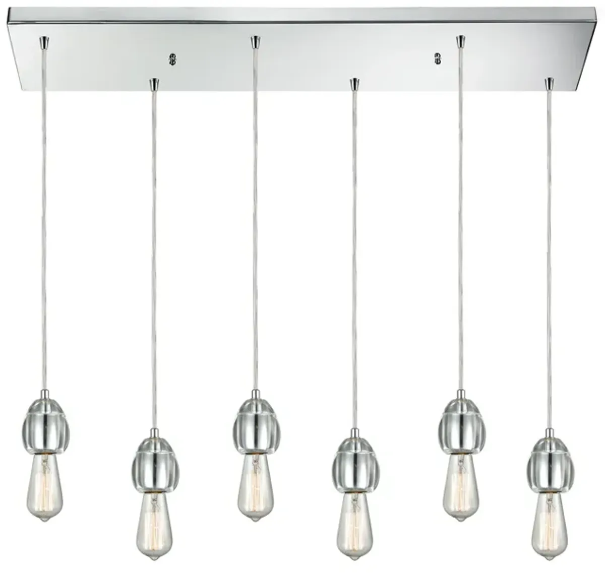 Socketholder 32" Wide 6-Light Mini Pendant - Polished Chrome