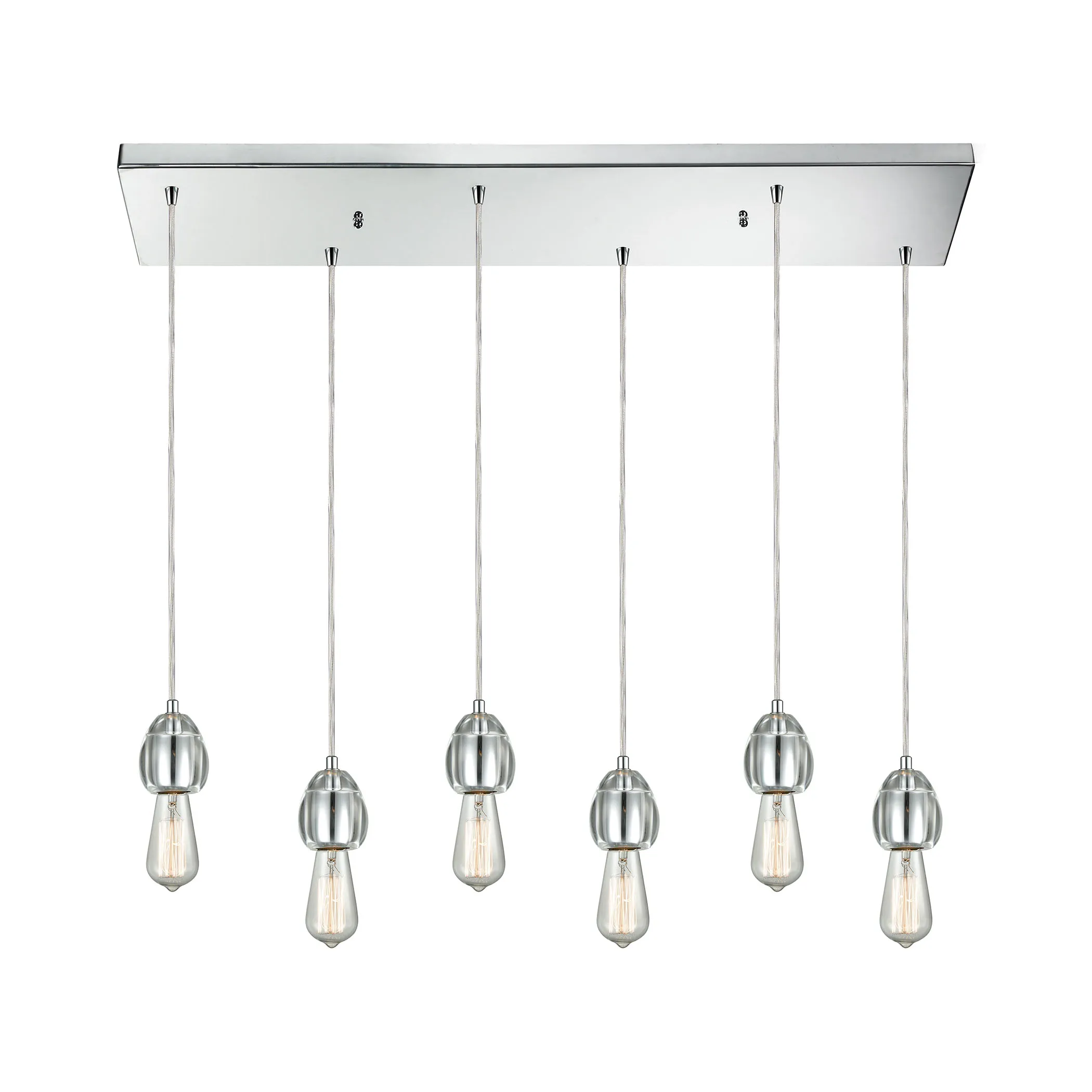 Socketholder 32" Wide 6-Light Mini Pendant - Polished Chrome