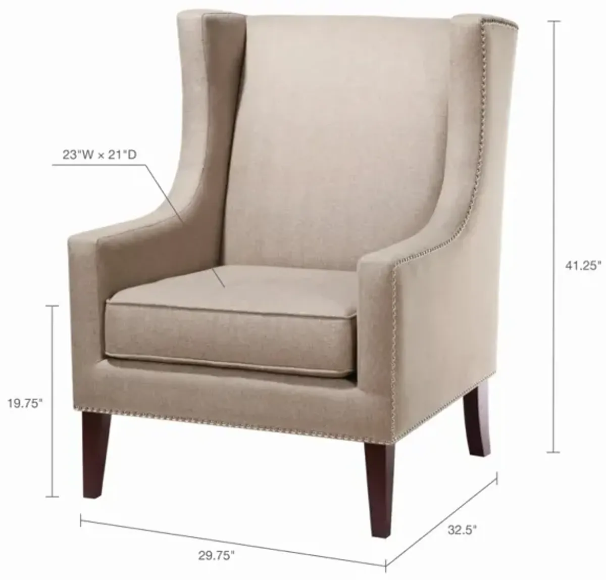 Madison Park Barton Taupe Wing Chair