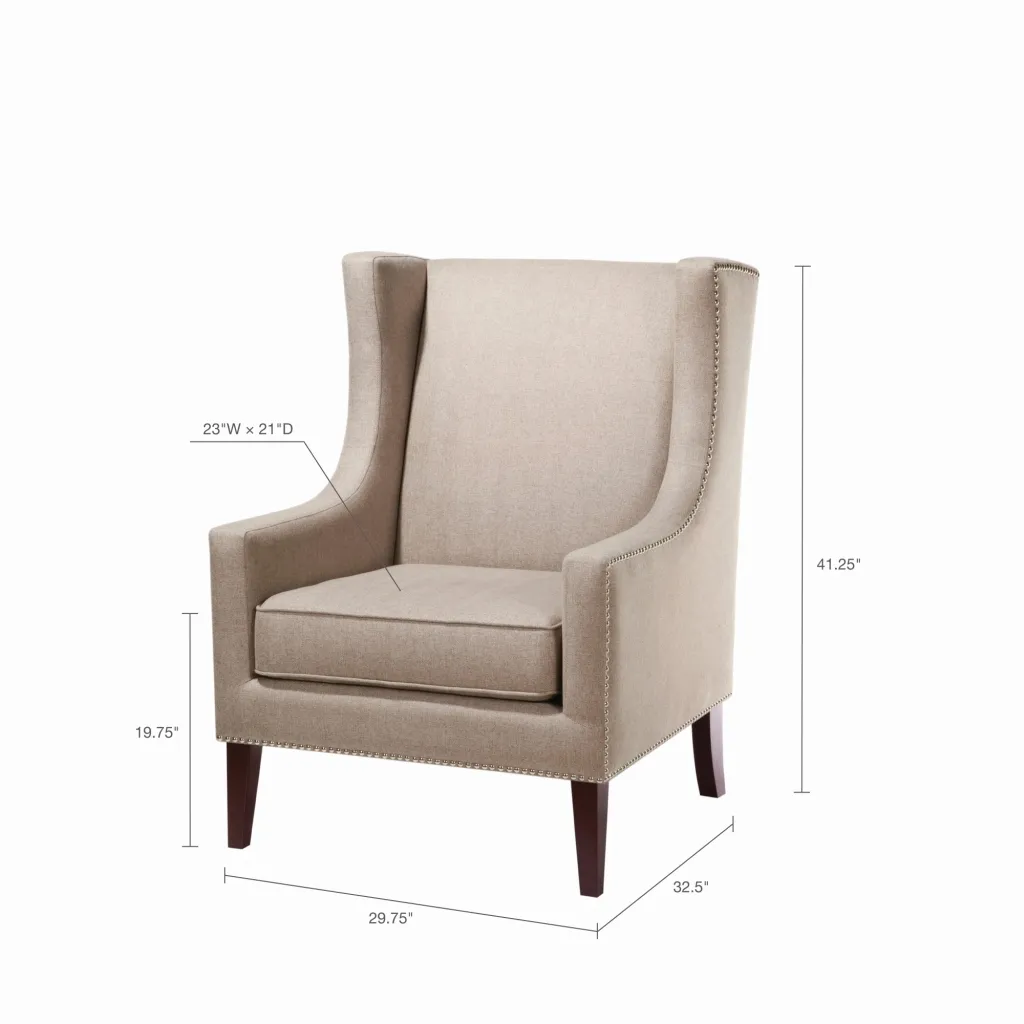 Madison Park Barton Taupe Wing Chair