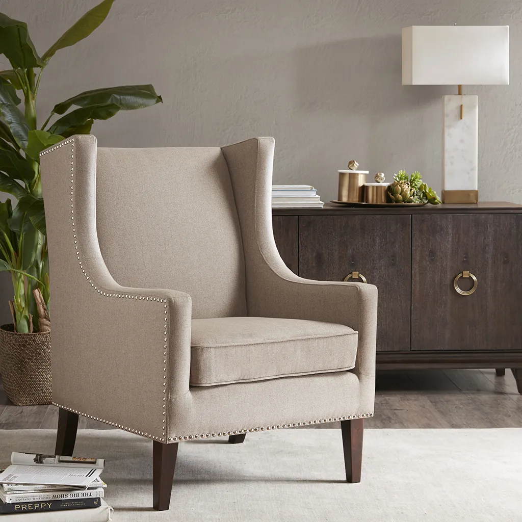 Madison Park Barton Taupe Wing Chair