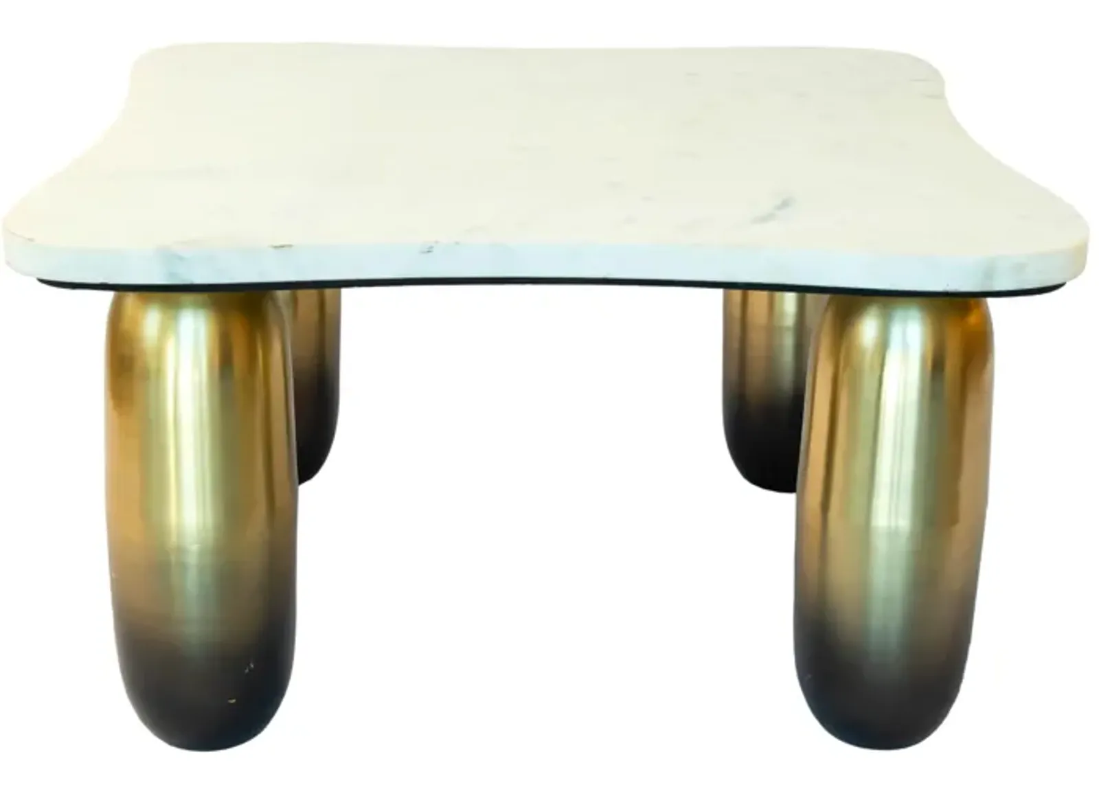 Marble/metal, 30"dx16"h Coffee Table, Wht/gld