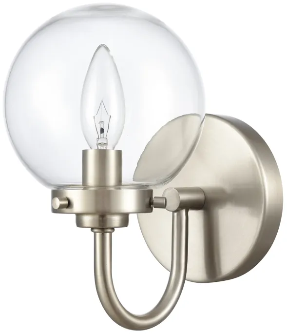 Fairbanks 8.5'' High 1-Light Sconce - Brushed Nickel and Clear