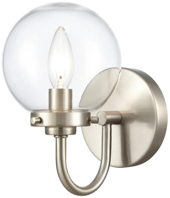 Fairbanks 8.5'' High 1-Light Sconce - Brushed Nickel and Clear