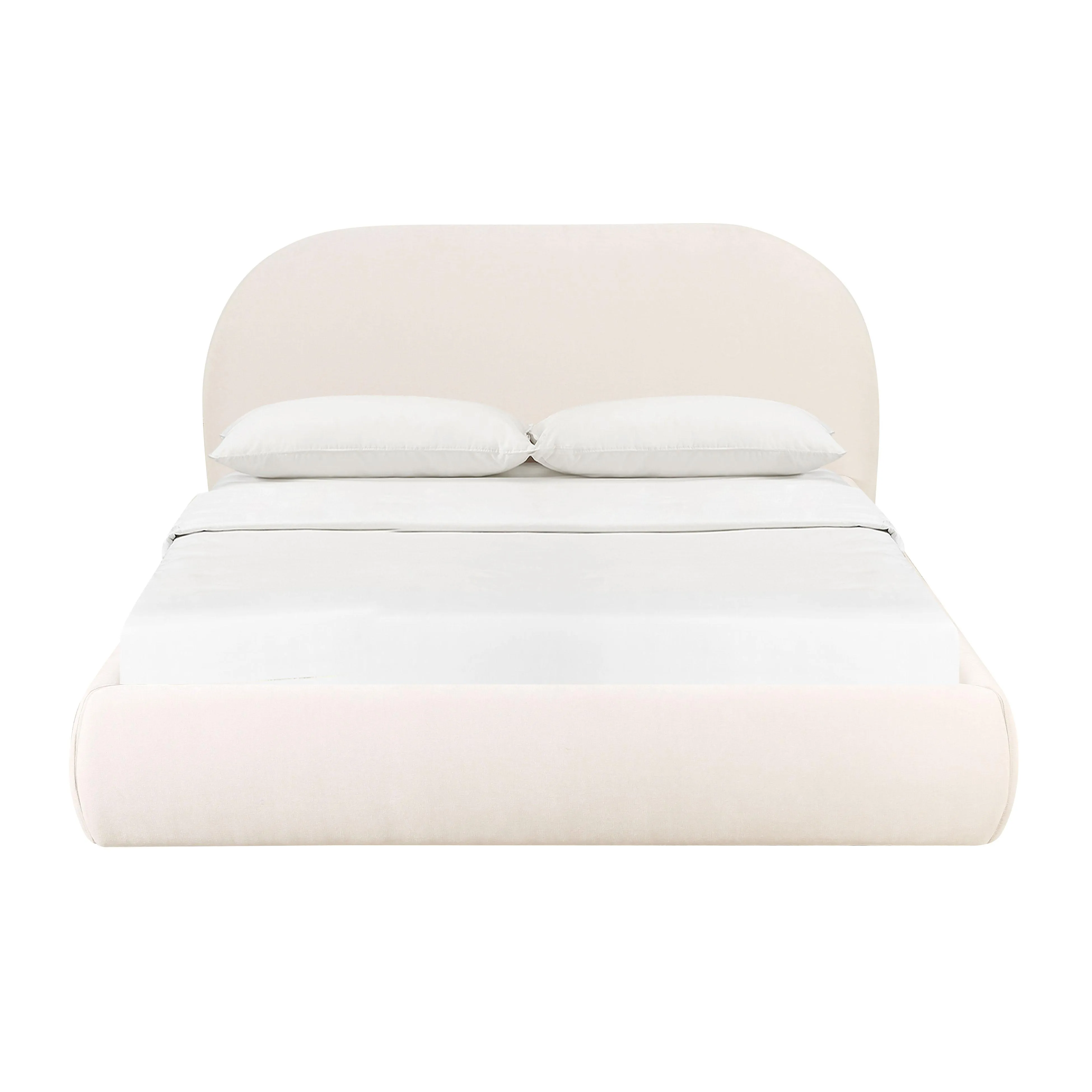 Bara Cream Textured Velvet King Bed