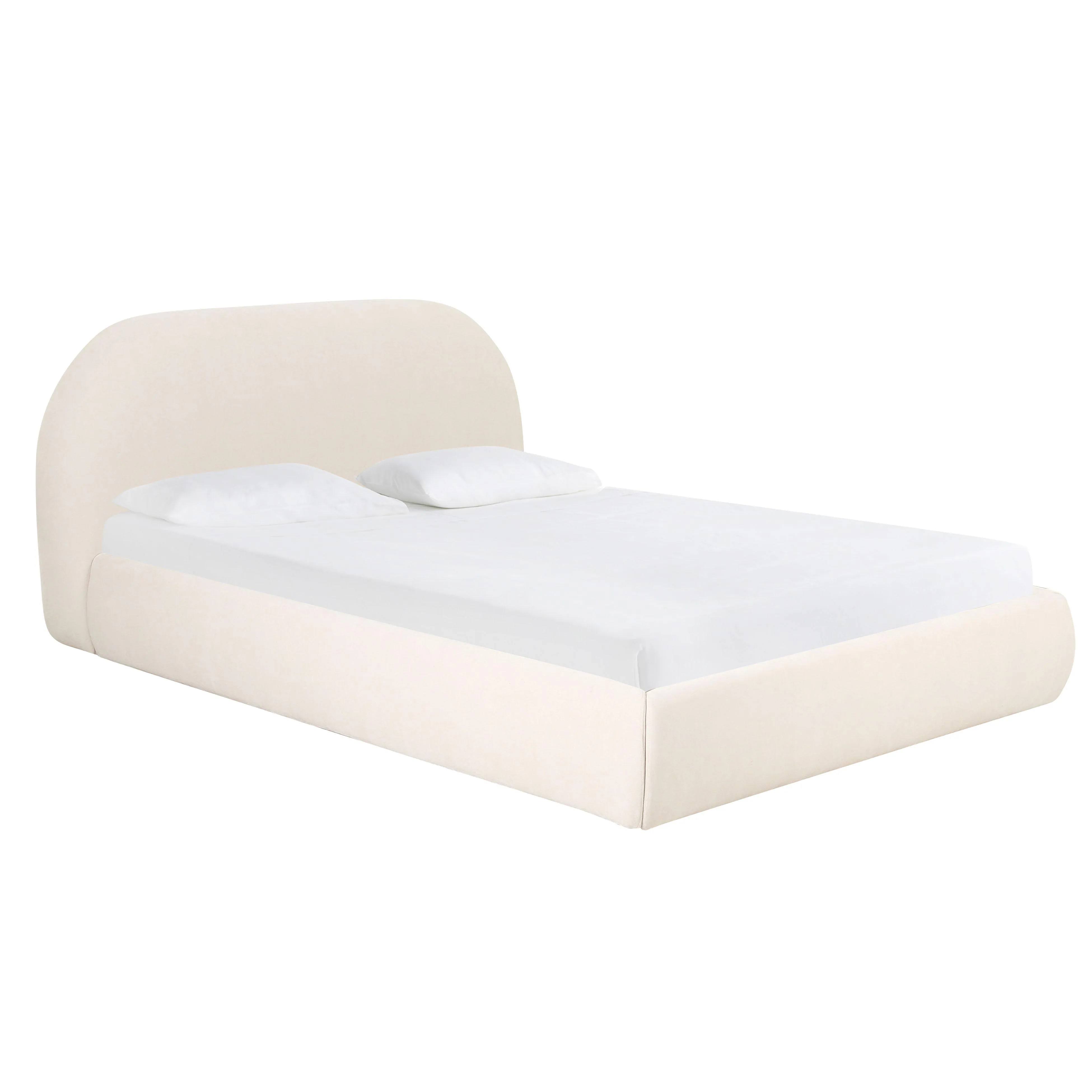 Bara Cream Textured Velvet King Bed