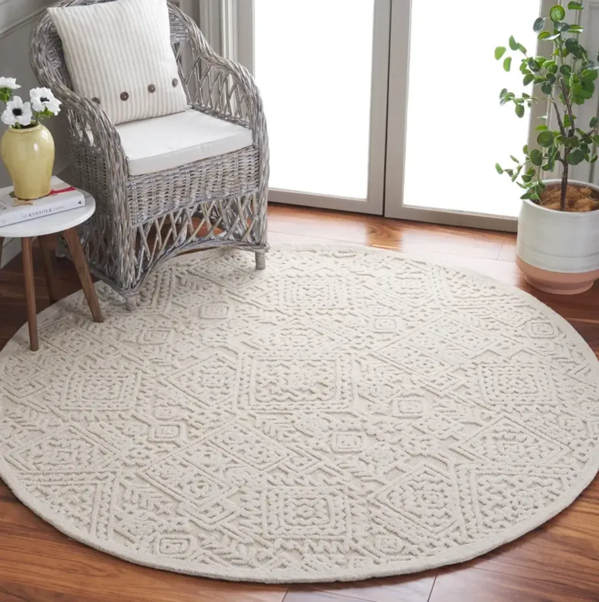 TEXTURAL 107 IVORY 6' x 6' Round Round Rug