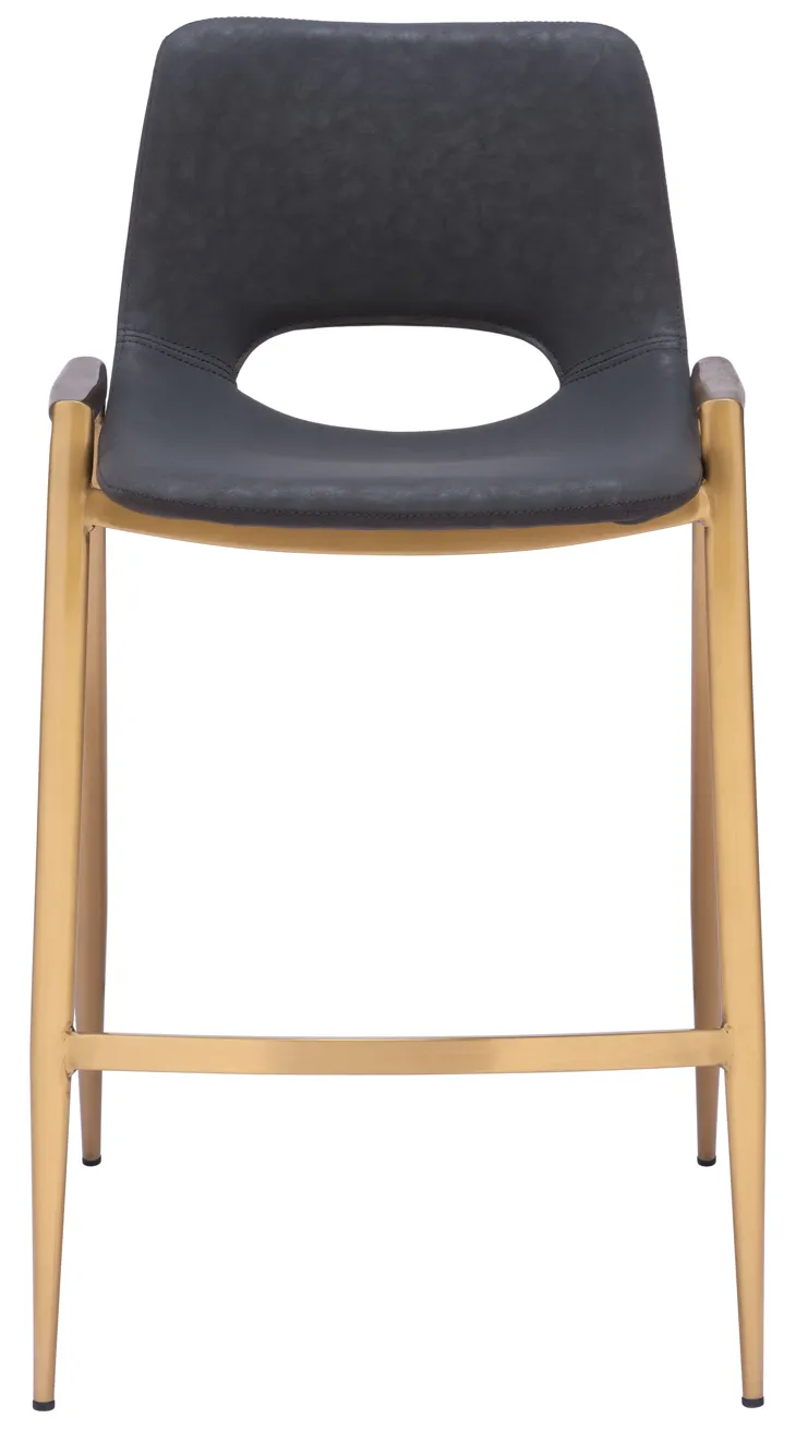 Desi Counter Stool (Set of 2) Black & Gold