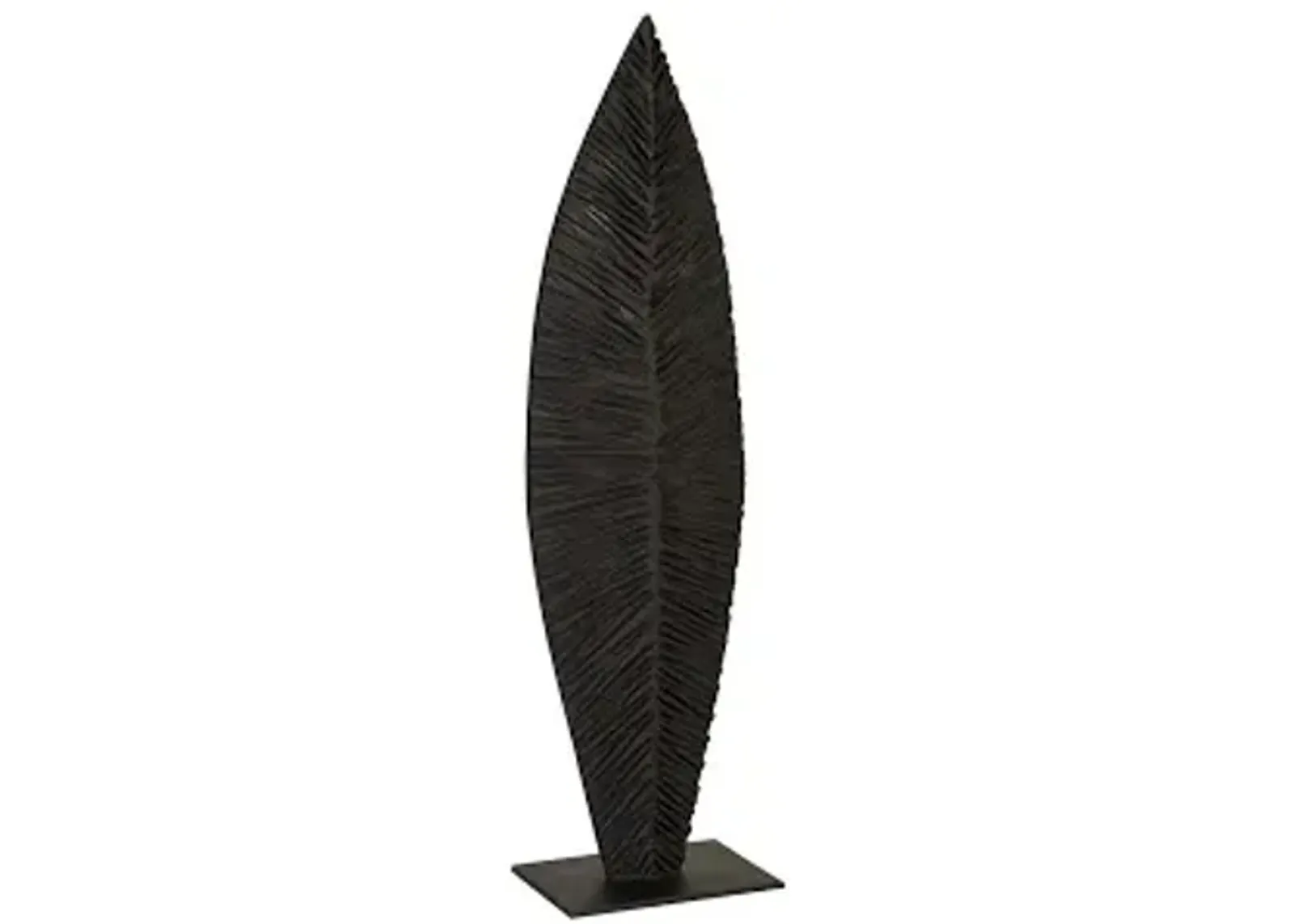 carved leaf on stand, burnt, md