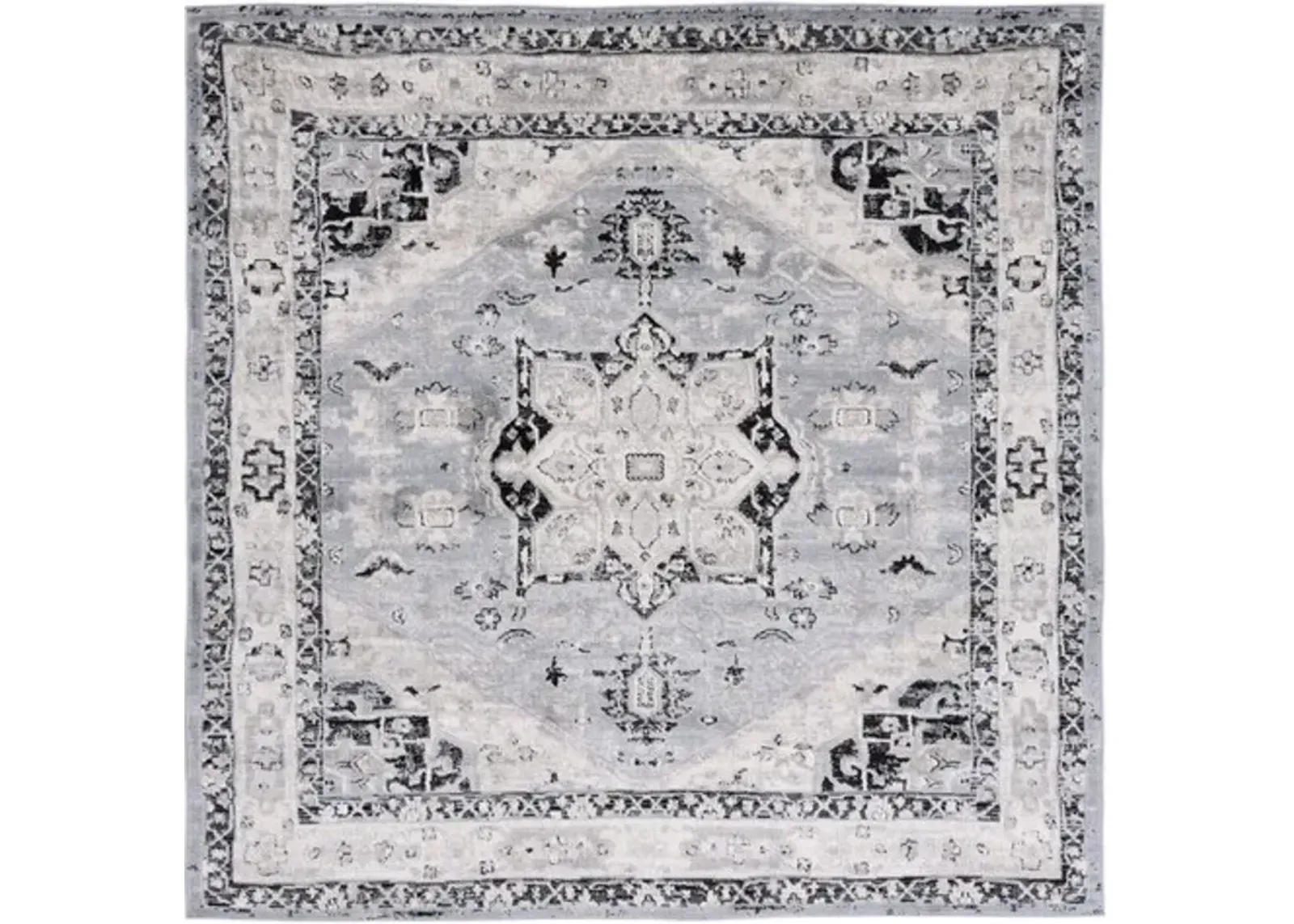 Brentwood 852 Silver / Black 6'-7" X 6'-7" Square Square Powerloomed Rug