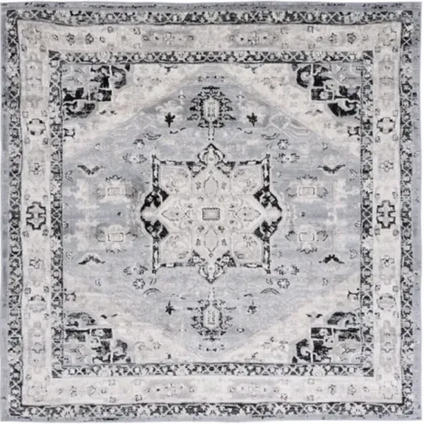Brentwood 852 Silver / Black 6'-7" X 6'-7" Square Square Powerloomed Rug