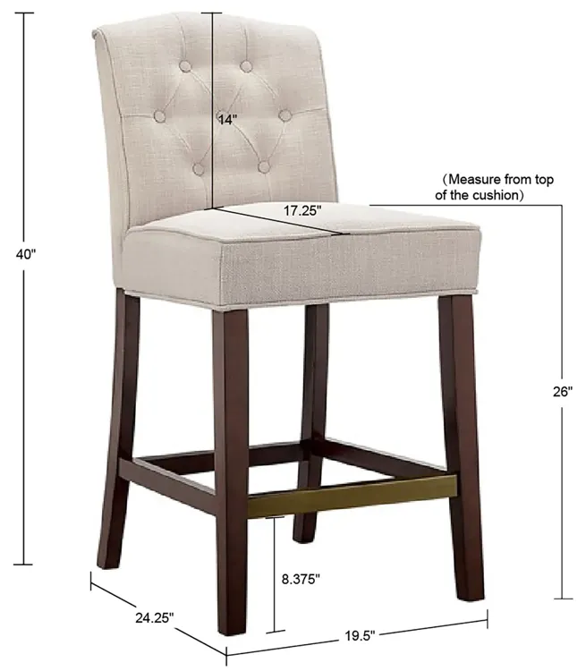 Madison Park Marian Tan Tufted Counter Stool