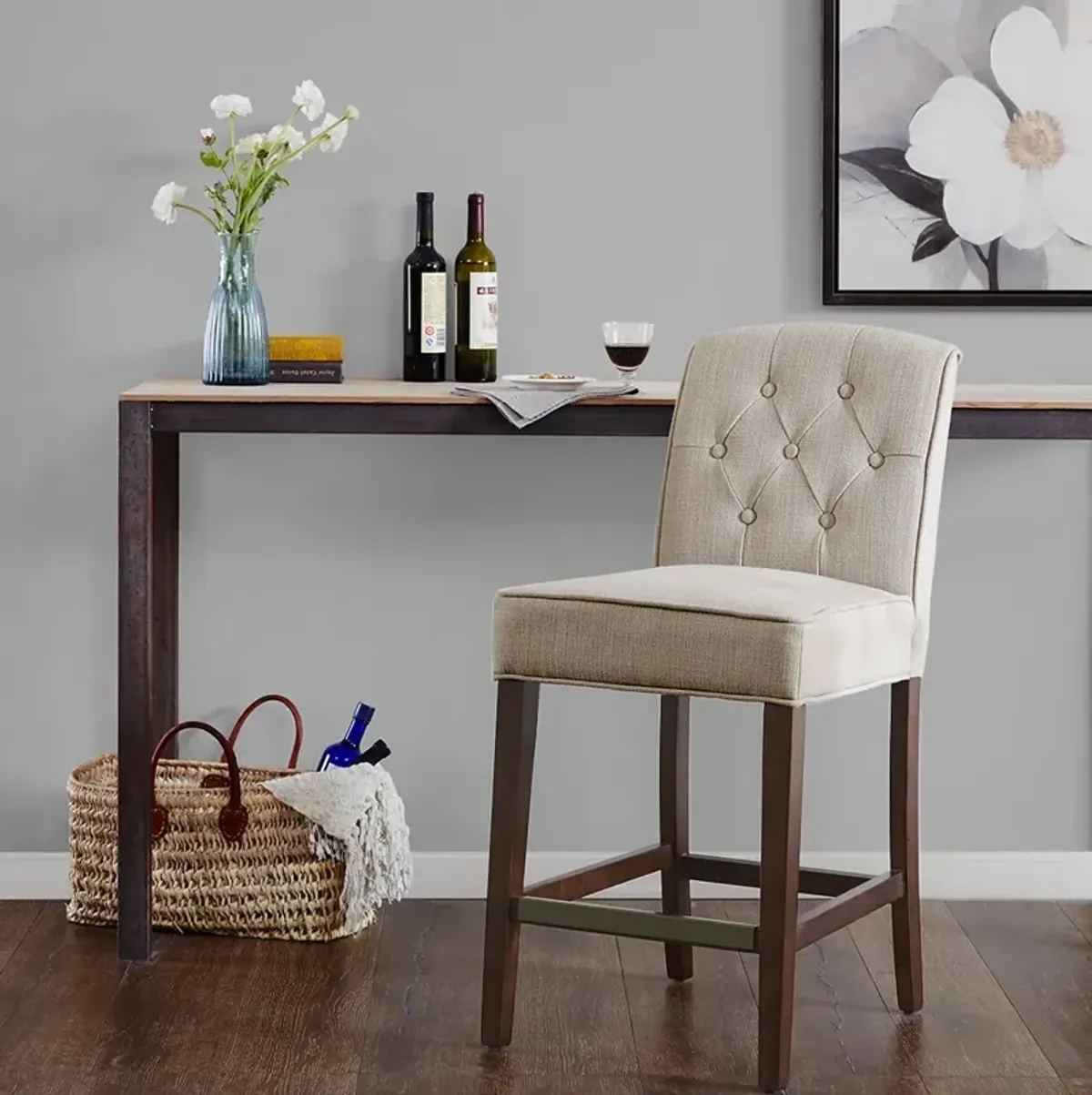 Madison Park Marian Tan Tufted Counter Stool