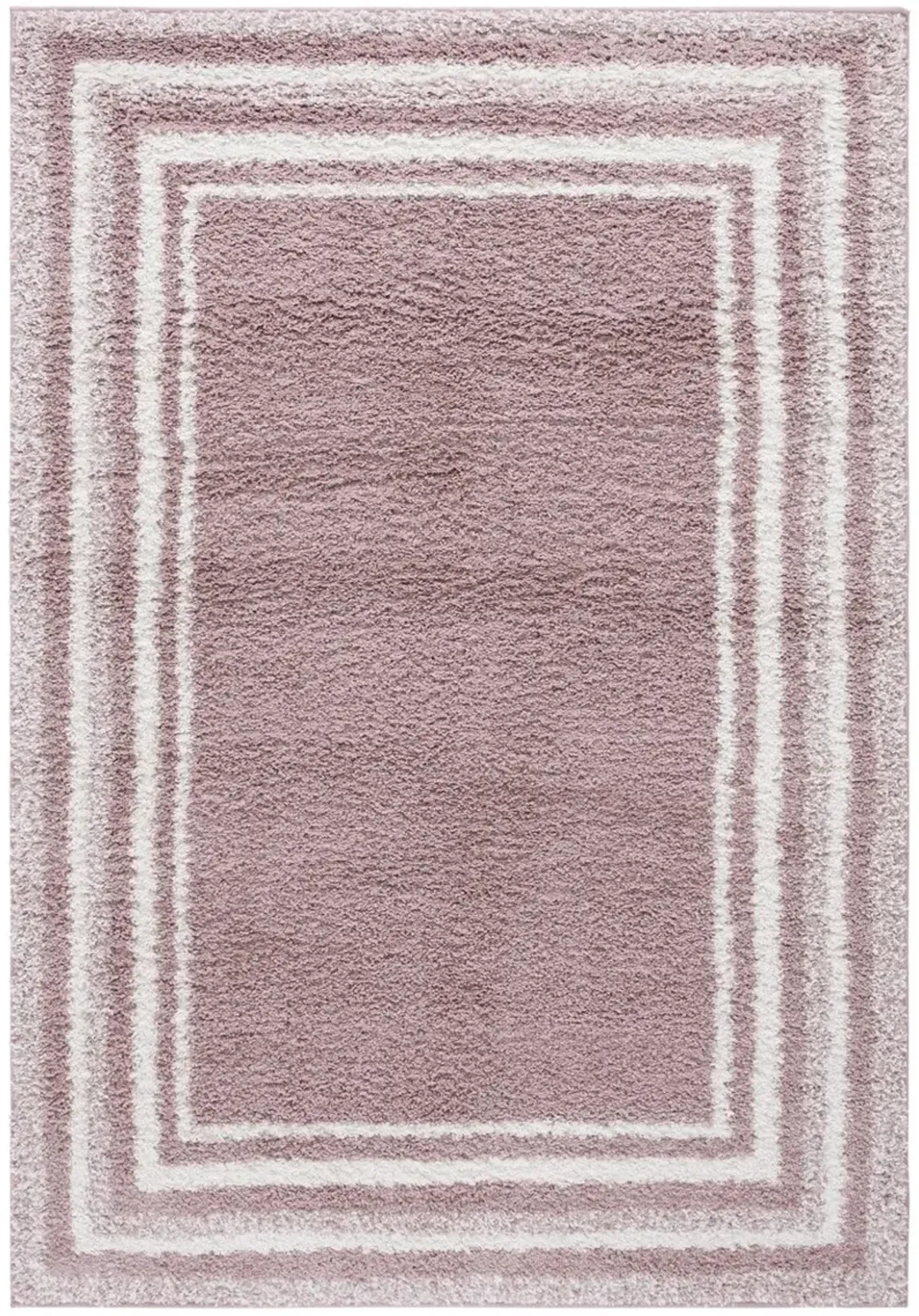 BORDER & STRIPE SHAG 251 Pink 9' X 12' Large Rectangle Rug