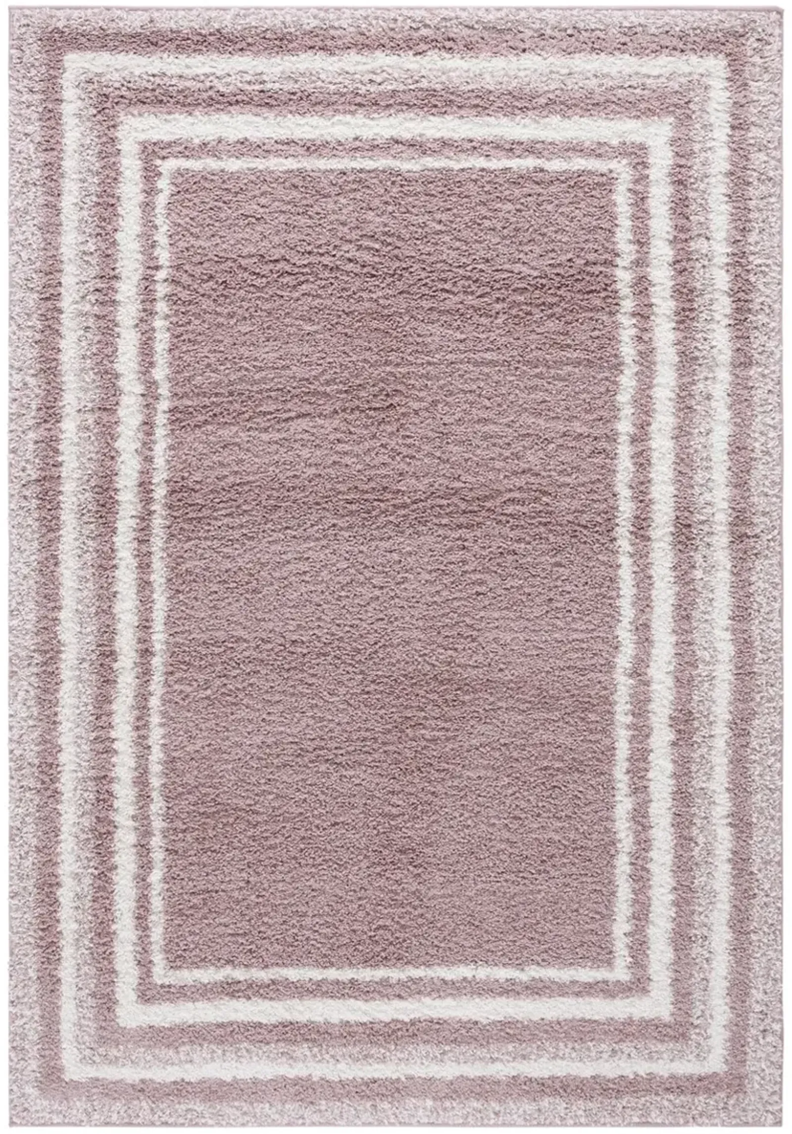 BORDER & STRIPE SHAG 251 Pink 9' X 12' Large Rectangle Rug