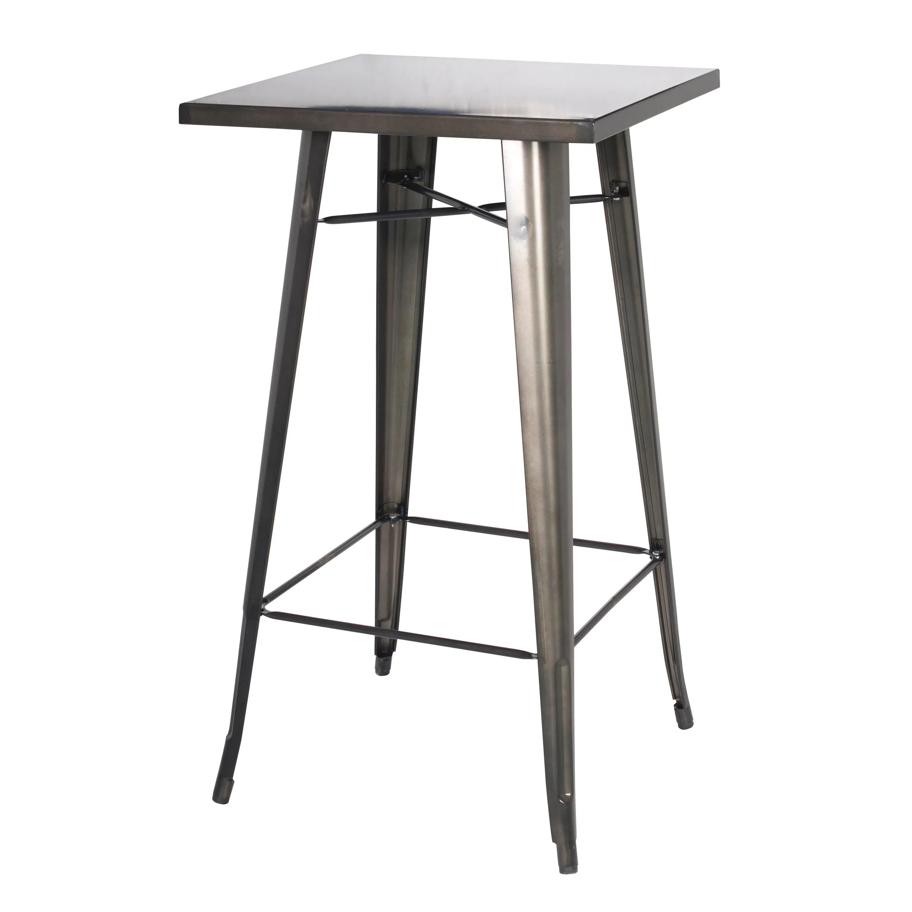 metropolis kd metal bar dining table, gunmetal